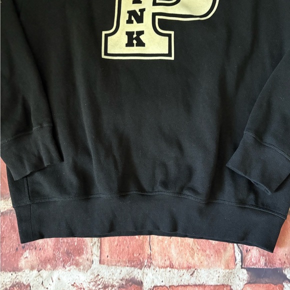 VS PINK Ivy Fleece Oversized Crew Sweatshirt victoria’s Secret Medium Black Logo - Picture 11 of 12